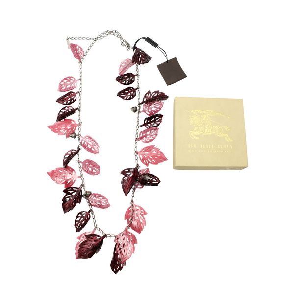 image of Burberry Purple Resin Long Necklace