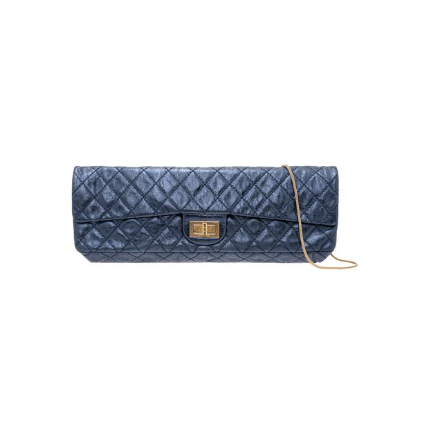 image of Chanel East West Metallic Blue Quilted Leather