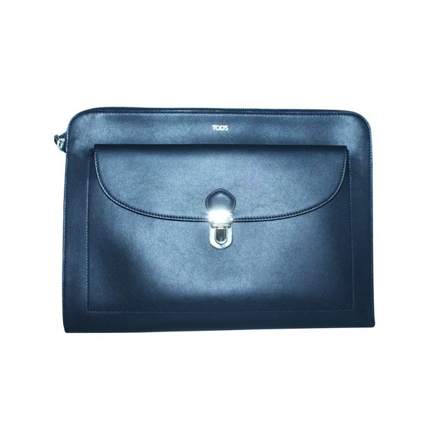 image of Tod'S Navy Blue Leather Messenger Bag