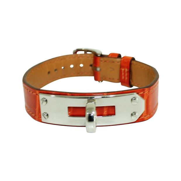 image of HERMÈS Orange Croc Kelly Bracelet