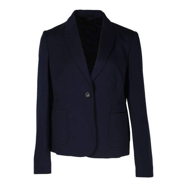 Image of Miu Miu Single-Breasted Blazer in Navy Wool