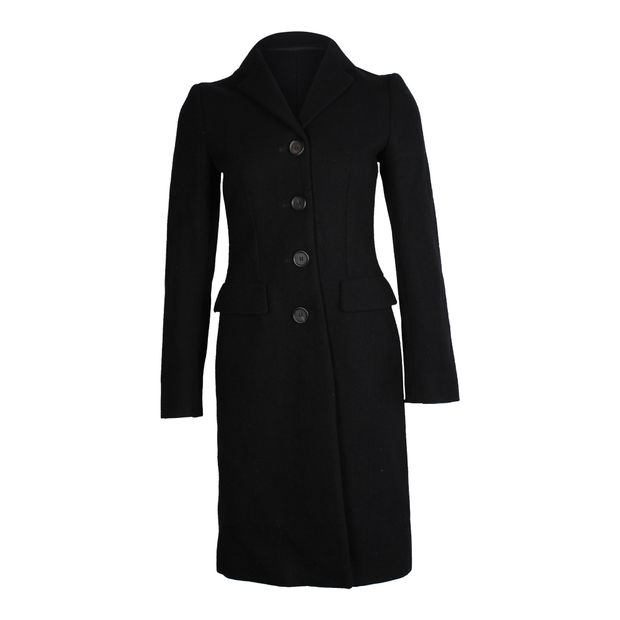 Image of Prada Long Coat in Black Wool