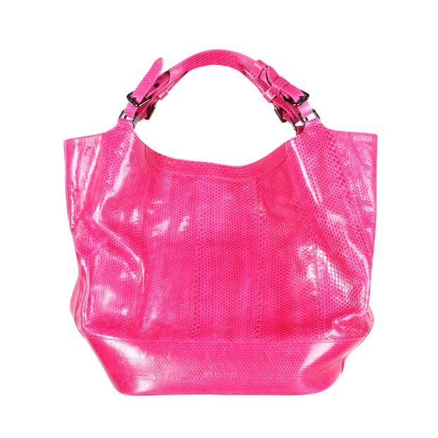 Image of CONTEMPORARY DESIGNER Pink Python  Leather Handbag