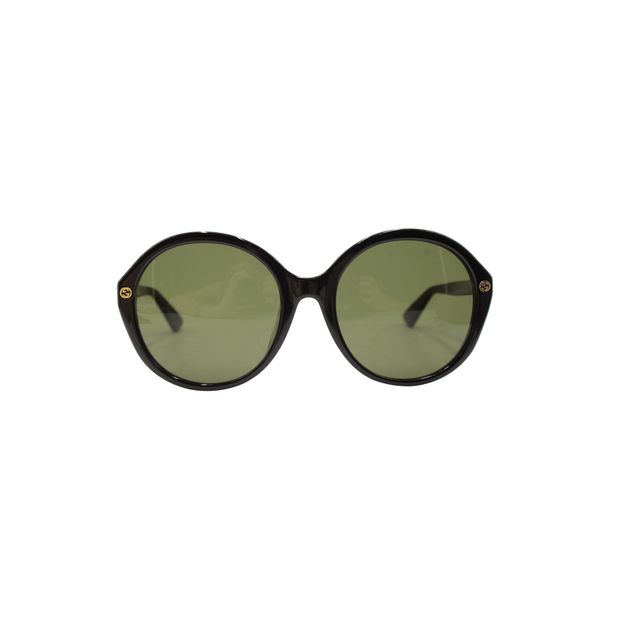 image of Gucci Black Round Monogram Sunglasses