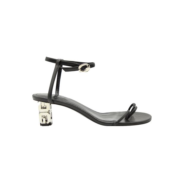 image of Givenchy G Cube Ankle Strap Sandals in Black Leather