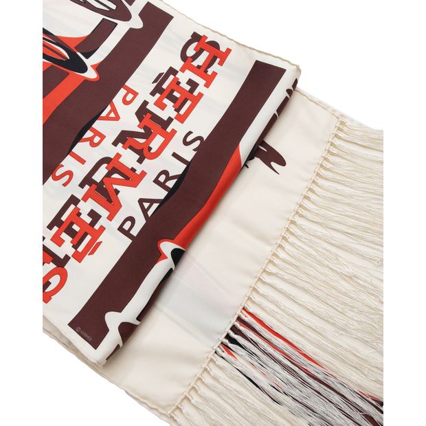 image of HERMÈS Printed Tasseled Scarf