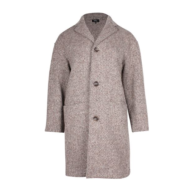 image of A.P.C. Tweed Long Coat in Multicolor Wool