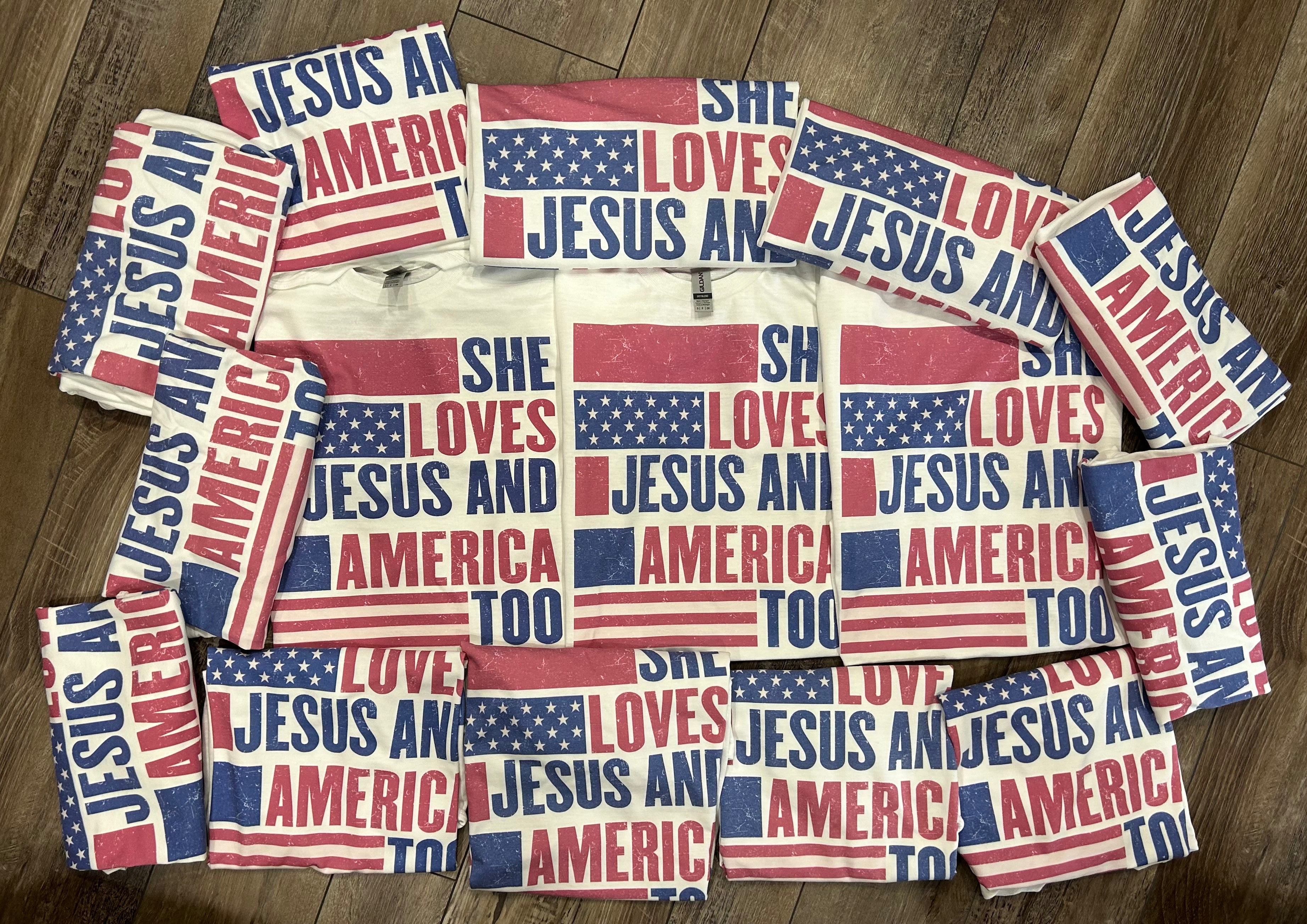 She loves Jesus and America Graphic Tee