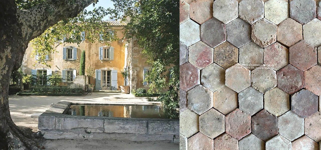 French reclaimed terra cotta tile hexagons