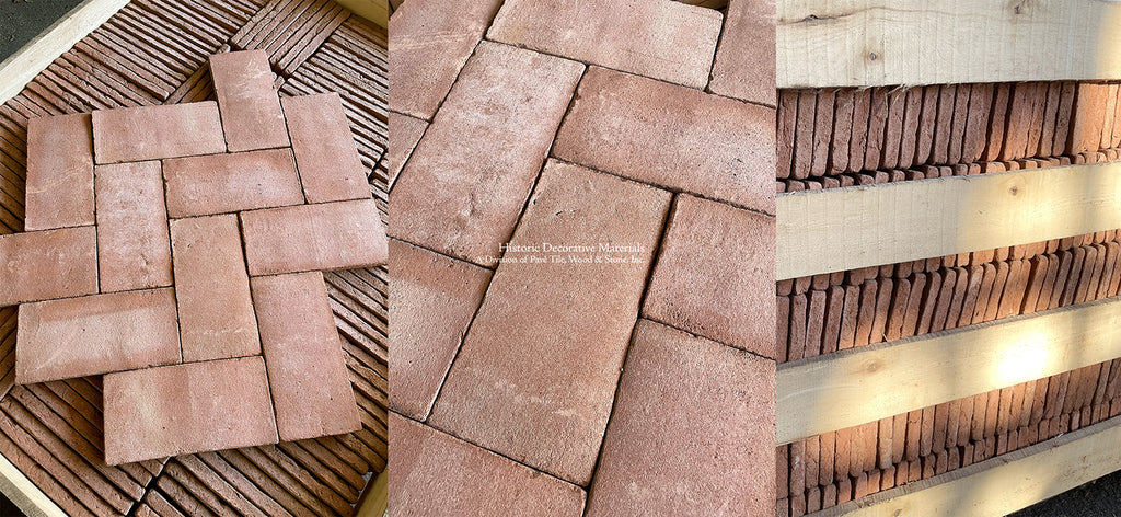 Italian hand made terra cotta tiles are similar to French reclaimed terra cotta tiles.  Terra cotta tiles marry with Zellige tiles, and Zellige, antique French limestone floors, reclaimed French oak flooring, antique cement tiles, antique Belgian bluestone floors, decorative wall tiles, Delft tiles