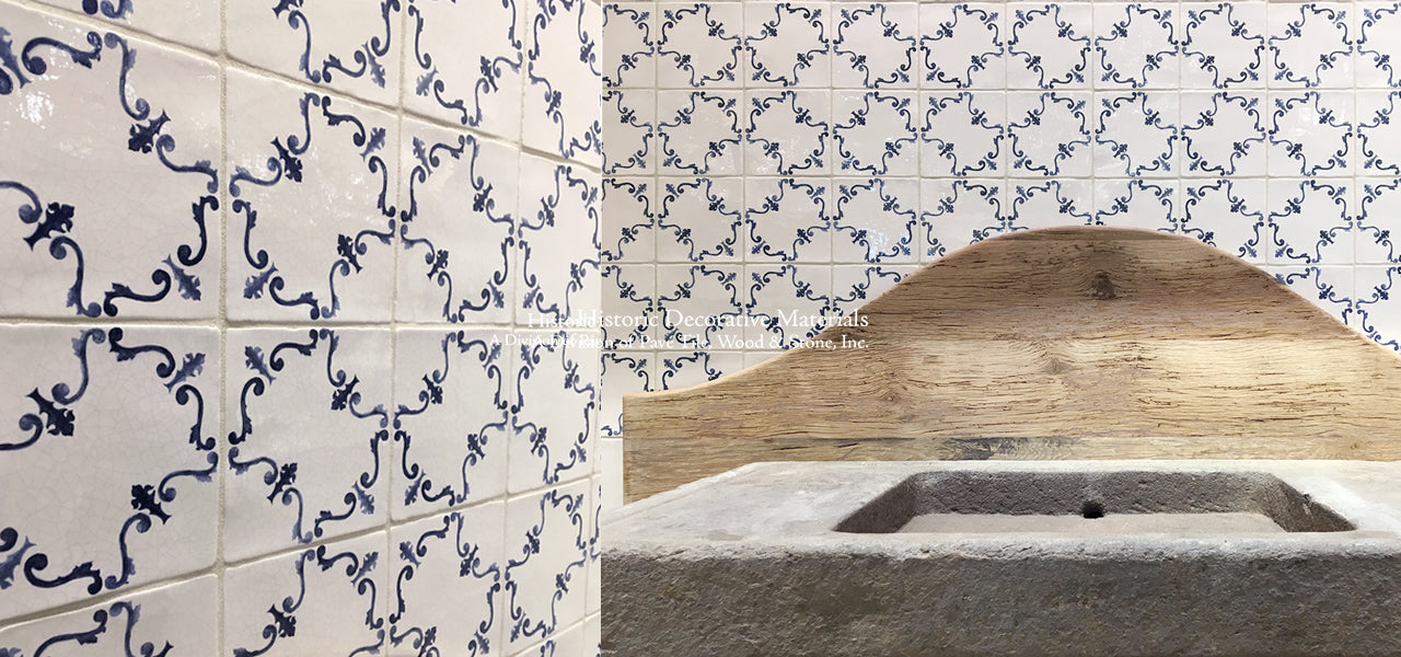 On the Road to Florence Italian Decorative Blue and White Tiles for Kitchen Tile Back splash