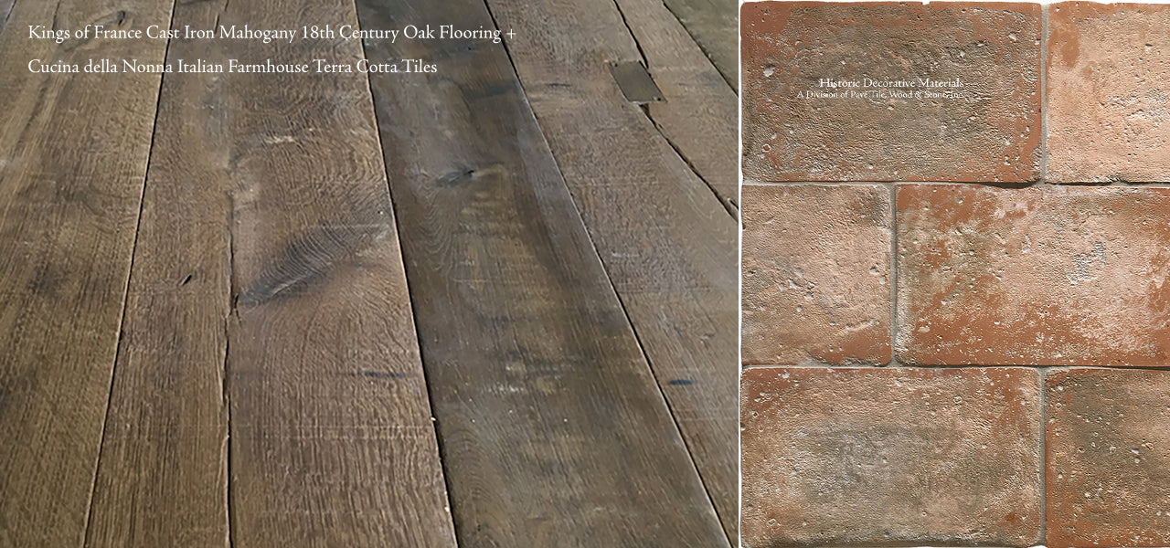 French oak floor and Italian terra cotta tiles