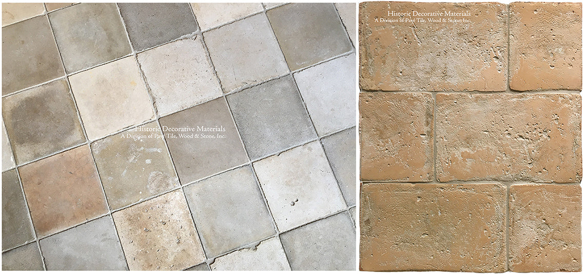reclaimed cement tile and Italian terra cotta tiles