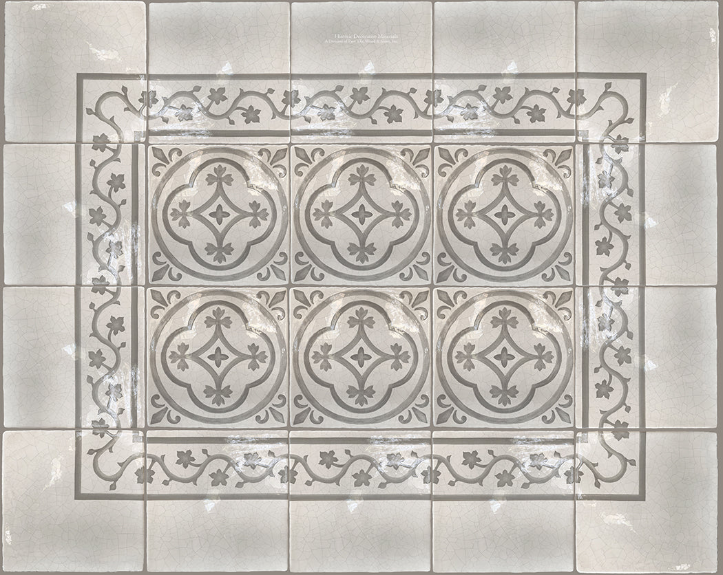 Historic Decorative Patterned Wall Tile for kitchen back splash, powder room, bathroom wall tiles, fireplace surround that interior designers choose for luxury, farmhouse and old world interiors.