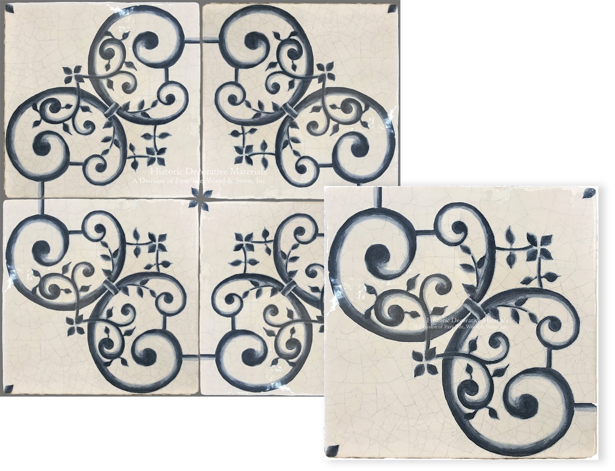 Historic Decorative Hand Painted Wall Tile that is blue and white decorative wall tile for kitchen backsplash, fireplace surround and bathroom walls for interior designs that love old world, farmhouse and luxury interiors