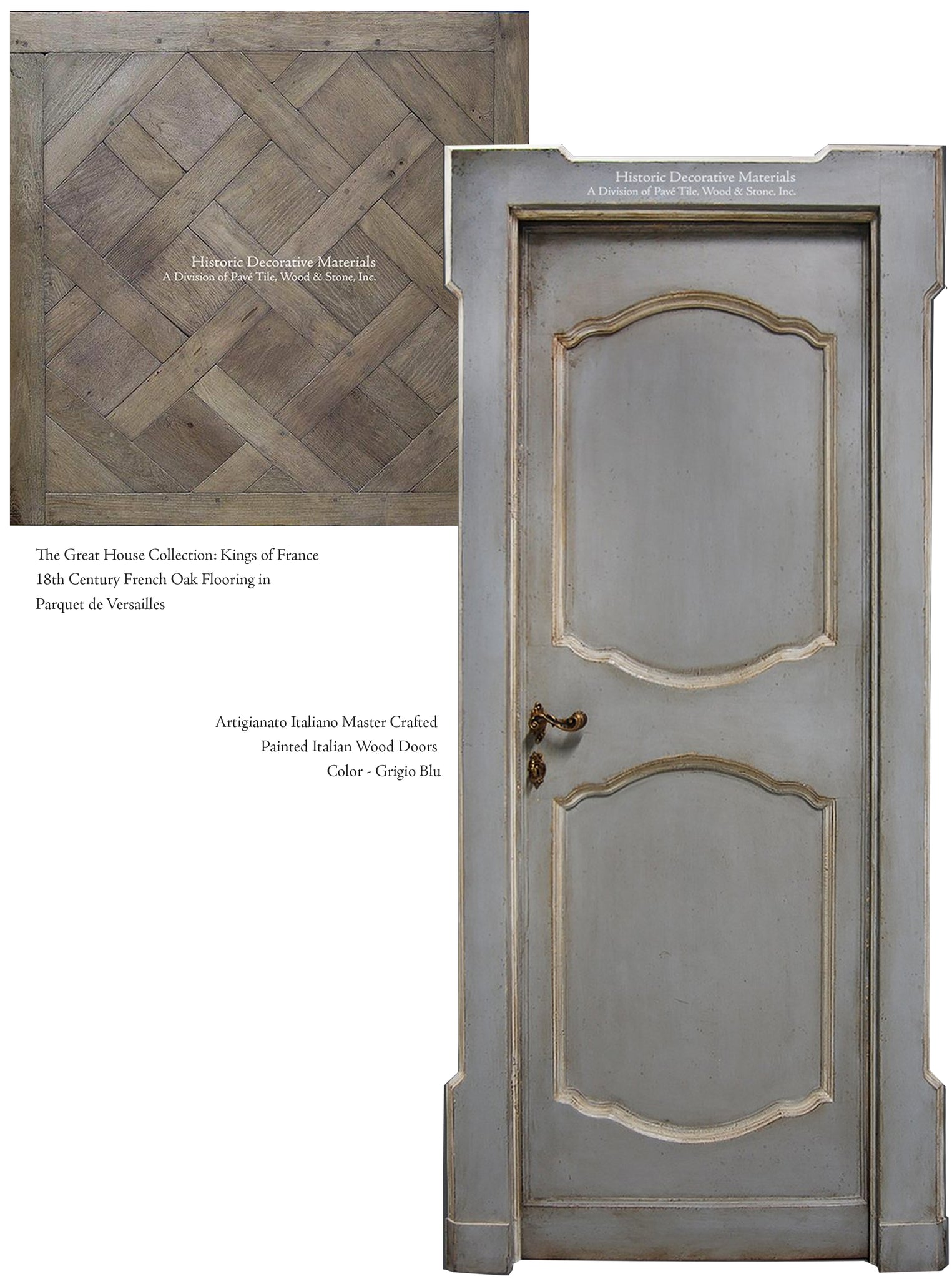 French Oak Floors Parquet de Versailles and Hand Painted Italian Wood Doors