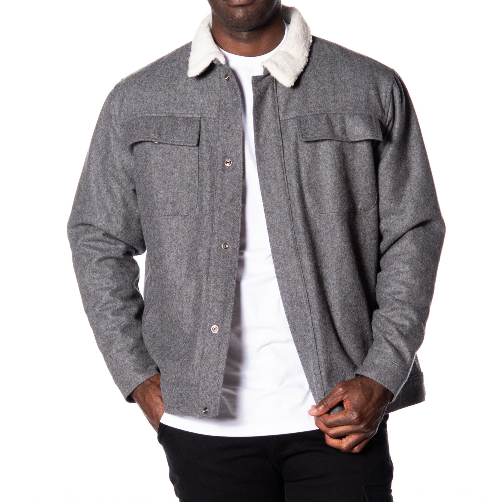 Men's Basic Classic Fit Big Boy's Melton Wool Jacket