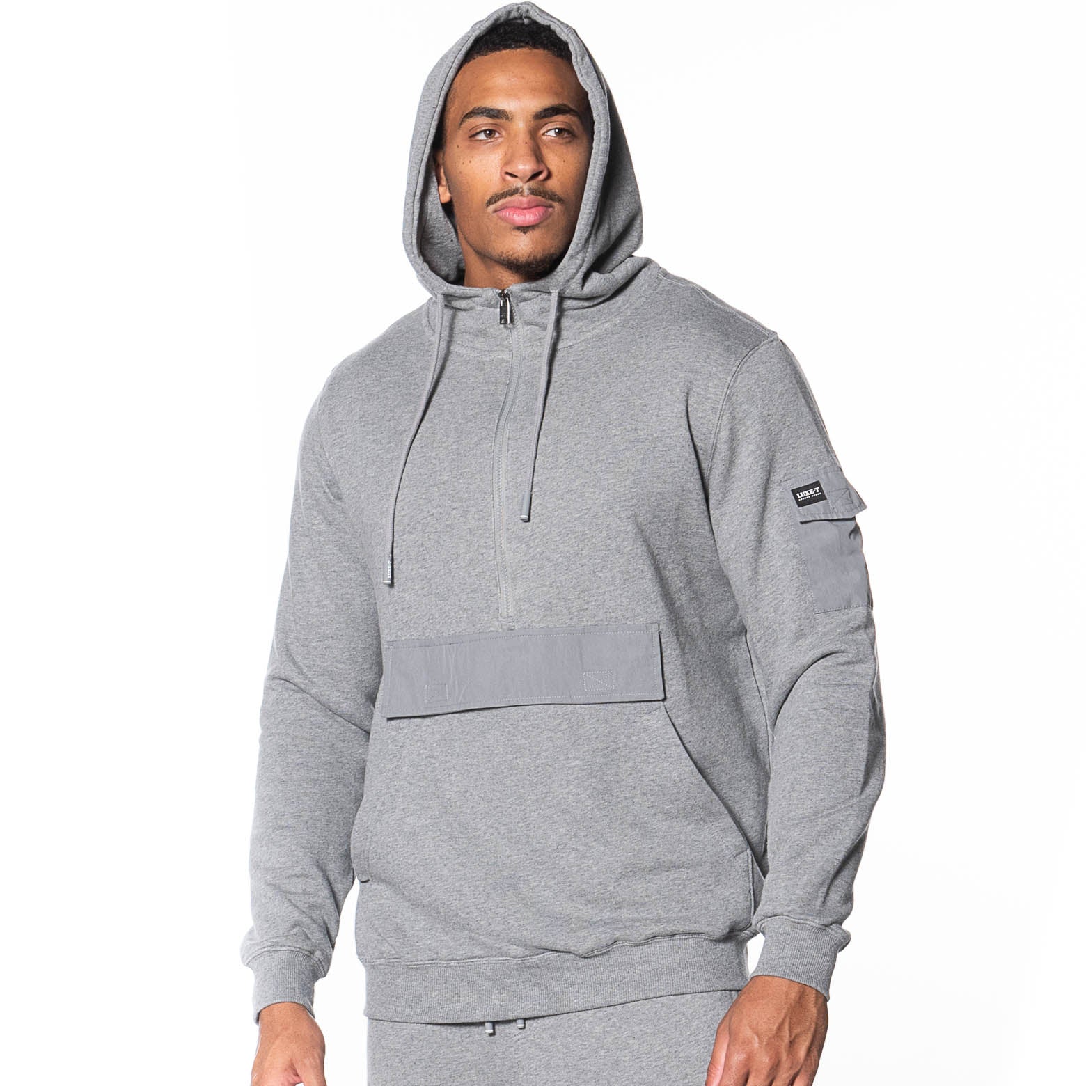 Men's Cargo 1/2 Zip French Terry Pullover Hoodie – Luxe-T