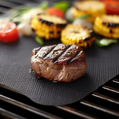 grill burger on grill mat