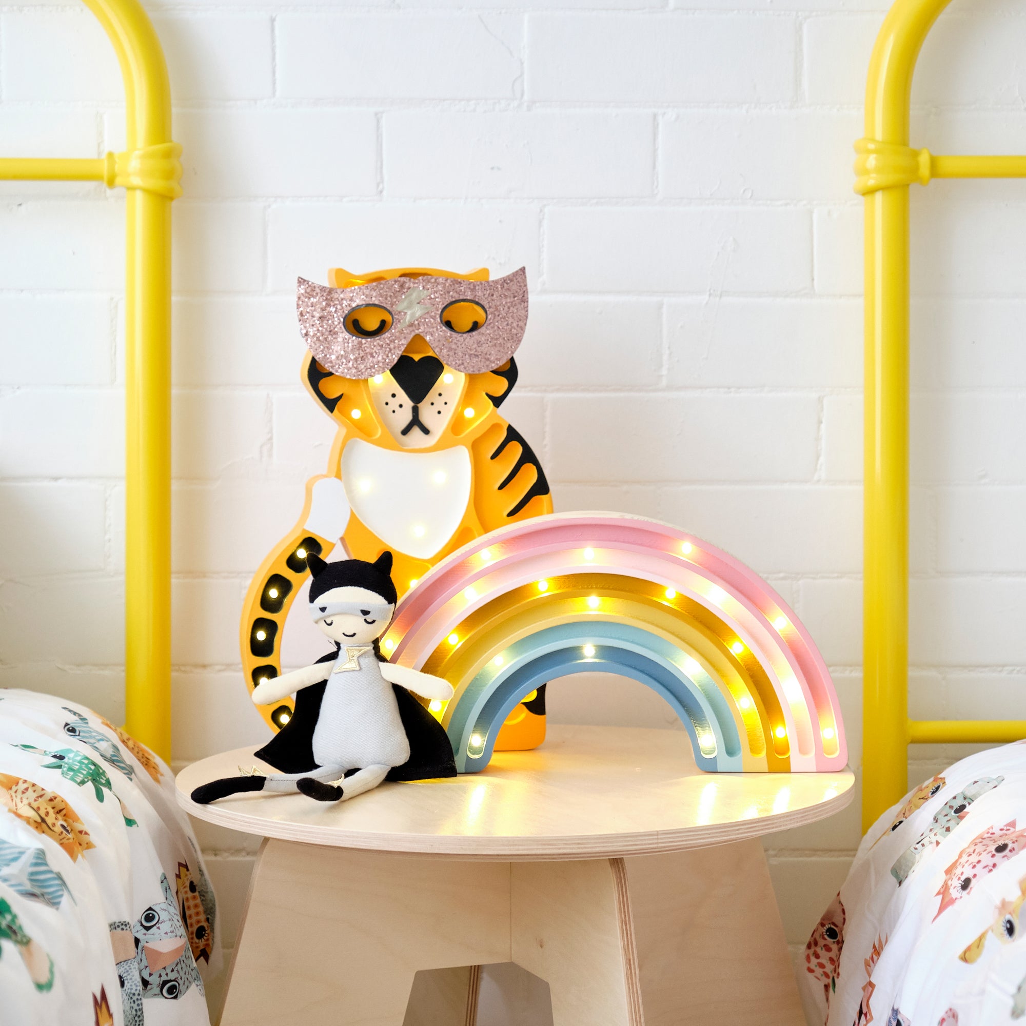 Tiger and Rainbow Lamps by Little Lights, available at Bobby Rabbit.