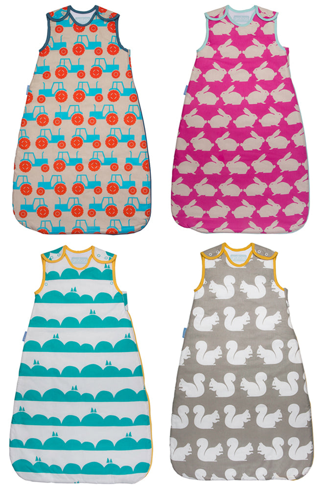 Baby sleeping bags by Grobag, design by Anorak, published by Bobby Rabbit
