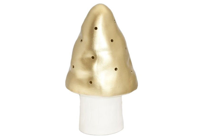 Gold toadstool lamp for children's rooms, designed by Heico and available from Bimbily, published by Bobby Rabbit