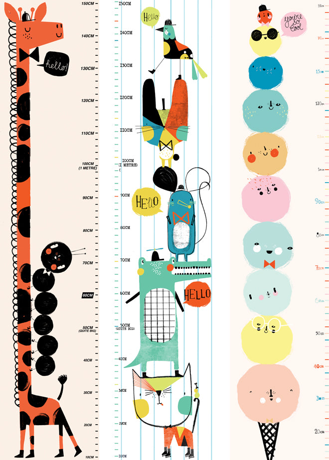 Children's height charts by Corby Tindersticks, published by Bobby Rabbit
