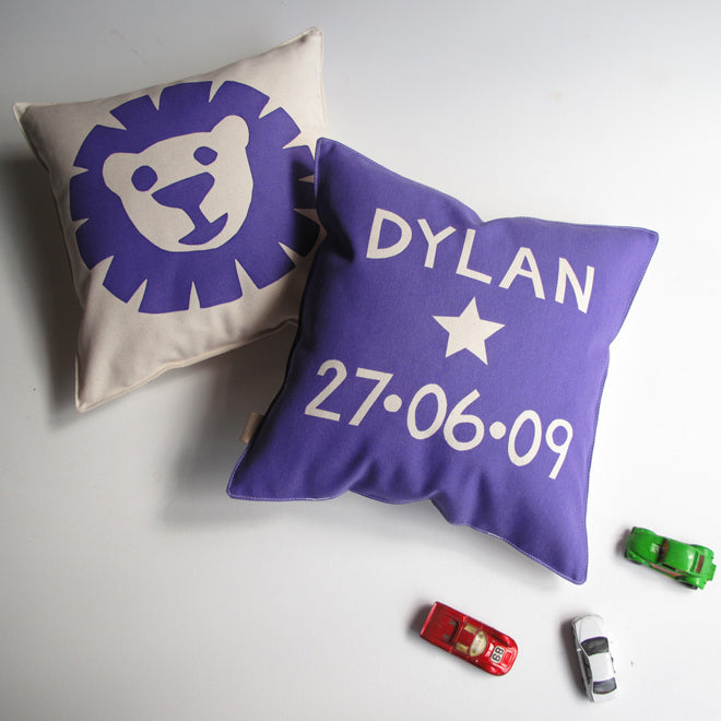 Helen Rawlinson children's personalised birthday cushion