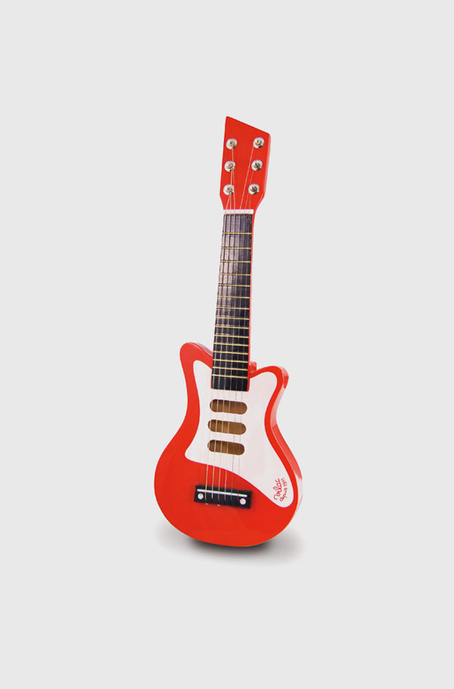 toys, wooden toys, activity toys, toy guitar, red toy guitar, Vilac toy guitar, gifts, christmas gifts, children's birthday presents, Hop Toy Shop, published by Bobby Rabbit