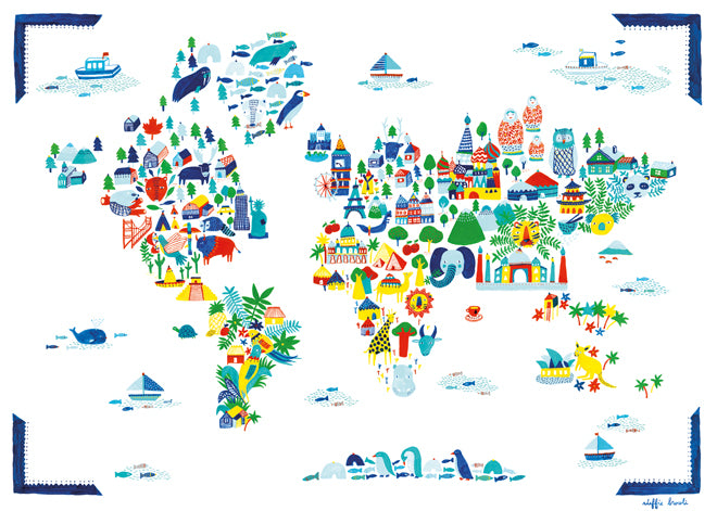 Fine Little World children's world map poster from Little Yellow Birds, published by Bobby Rabbit