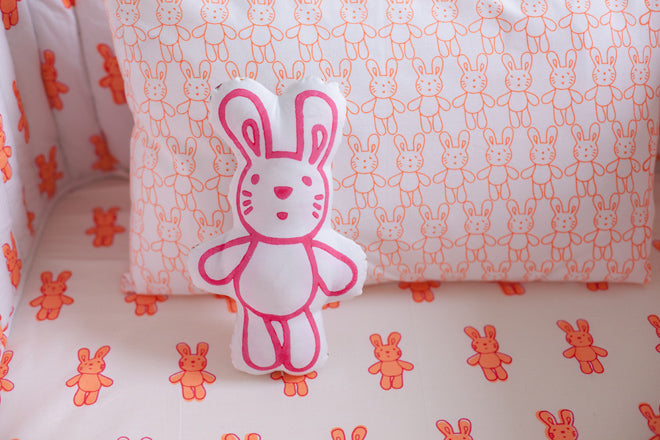 Bunny Rabbit cot bed duvet set by Lulu & Nat, published by Bobby Rabbit