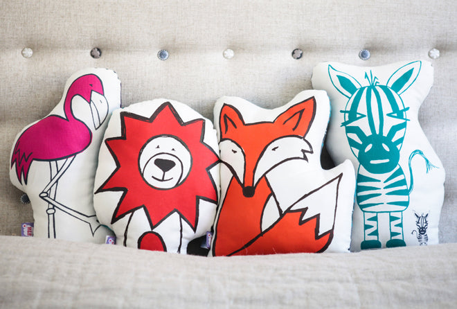 Misty & Boo animal cushions, published by Bobby Rabbit