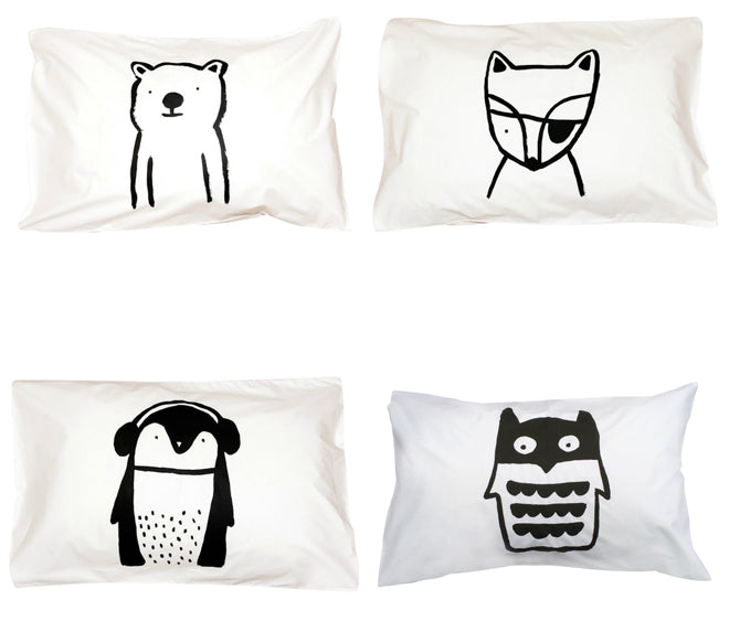 Henry & Co children's animal pillowcases from Molly Meg, published by Bobby Rabbit