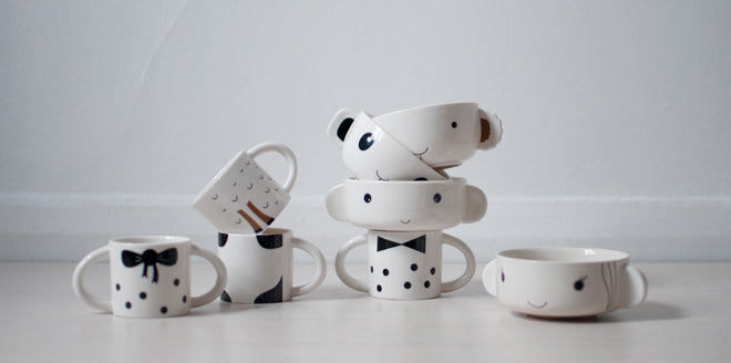 Wee Gallery ceramic stacking bowl and cup set for children, published by Bobby Rabbit