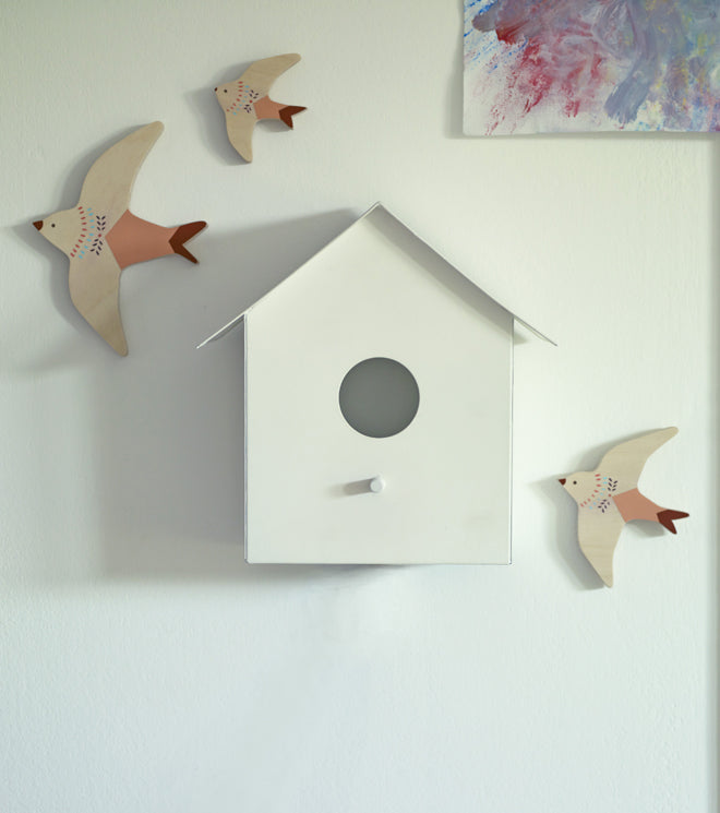 lighting, wall lights, children's wall lights, bird house light, bird house wall light, Hallie bird house wall light, Rowen and Wren, published by Bobby Rabbit