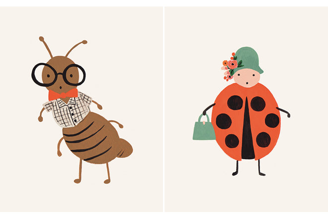 Rifle Paper Co. Ant and Ladybird Prints from Zigzag and Zebra, published by Bobby Rabbit