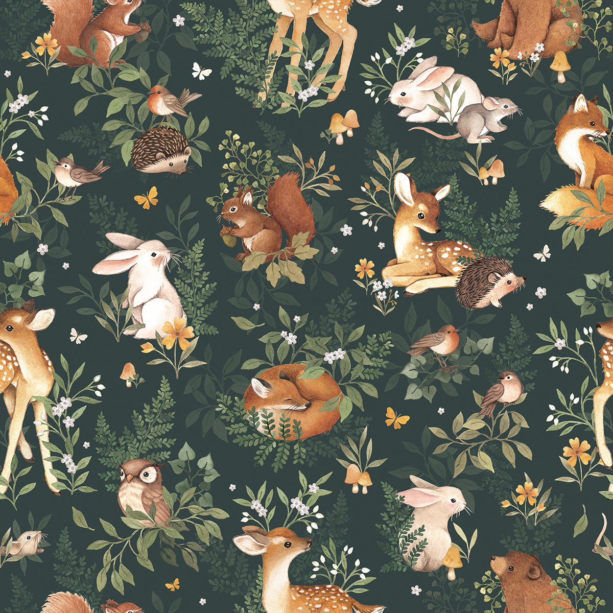Buy BACKWOODS Forest Animals Wallpaper  Tree  Rabbits  Online in India   Etsy