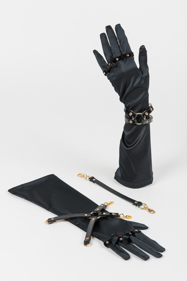 Jet Black Satin Gloves By Fräulein Kink