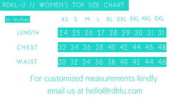 Women's Tops Size Chart – RDKLU