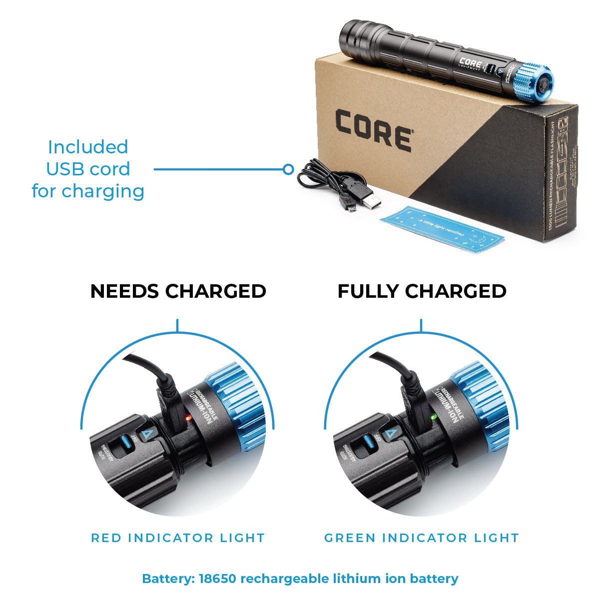 1500 lumen rechargeable flashlight