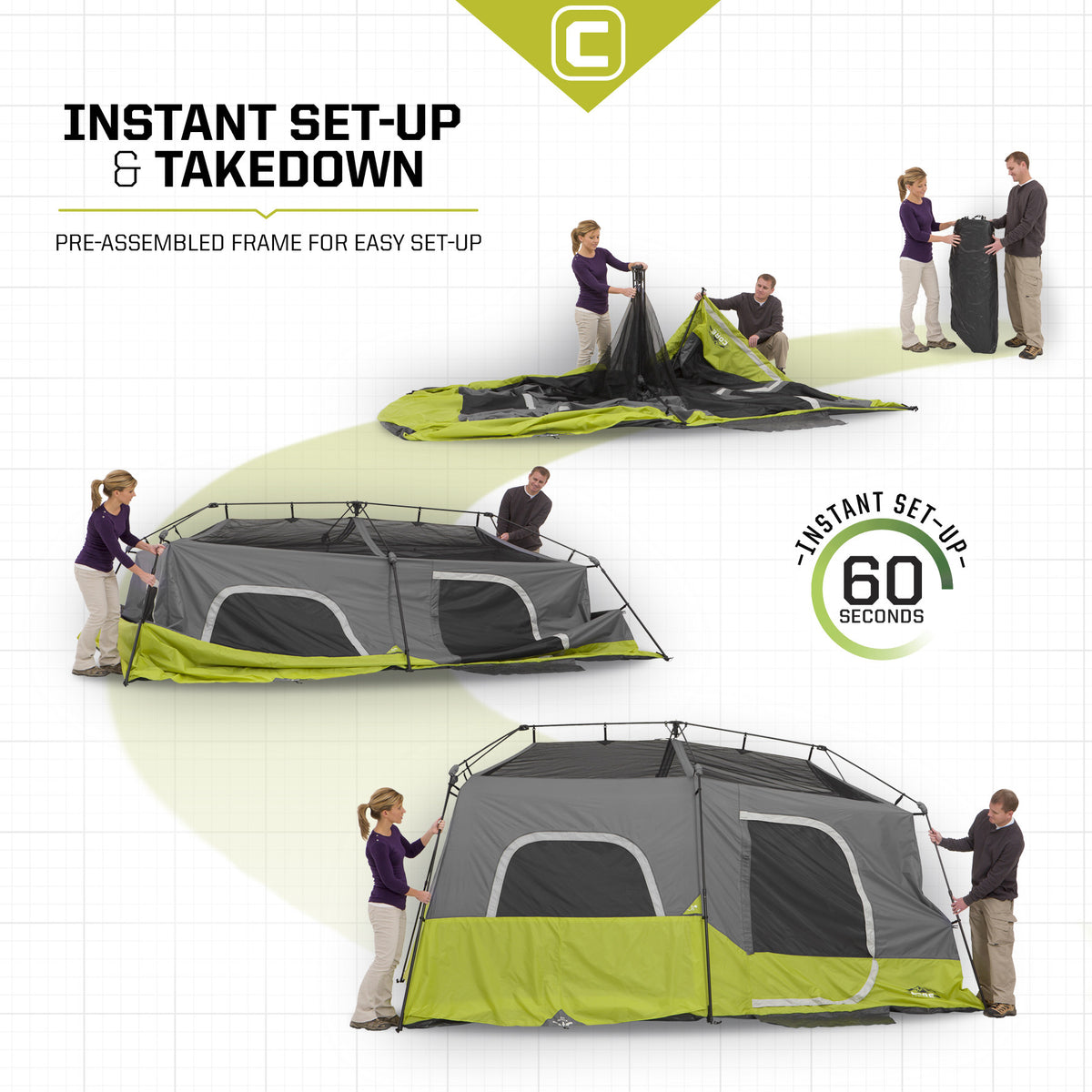 9 Person Instant Cabin Tent 14' x 9'