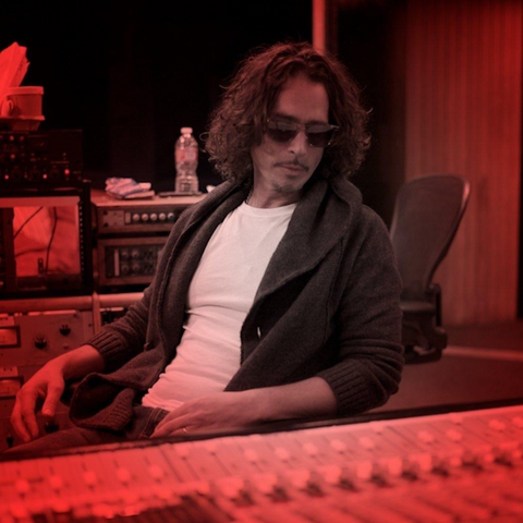 Chris Cornell in a recording studio, surrounded by equipment