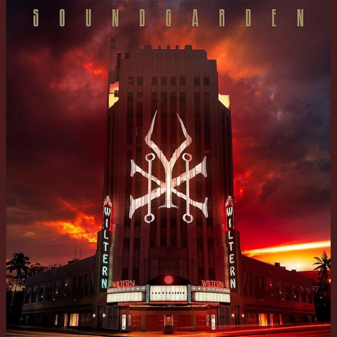 Album cover featuring The Wiltern lit up at sunset with Soundgarden's logo