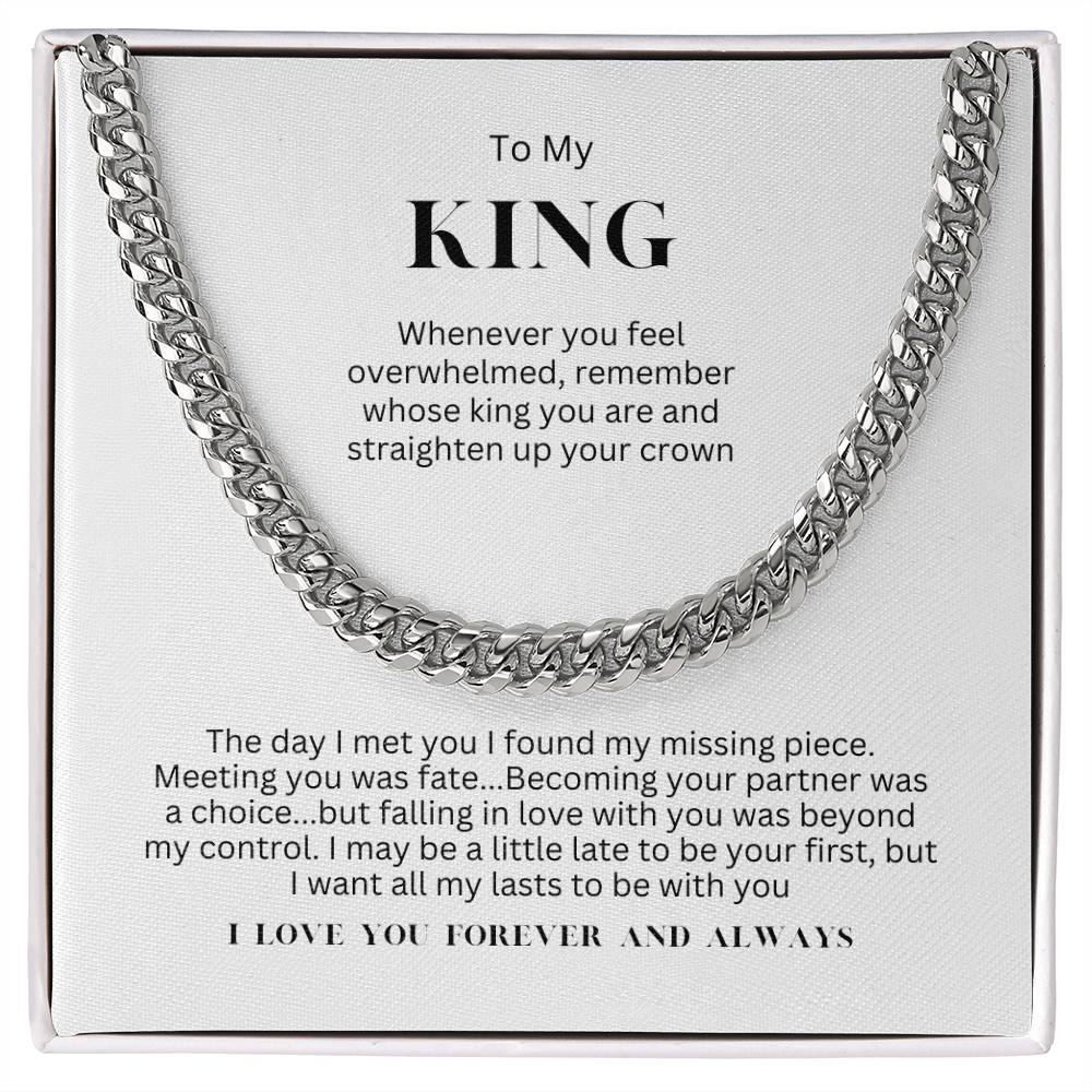 To My King | Cuban Link Chain | Polished Stainless Steel | 14k Yellow Gold Finish