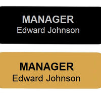 Customized Employee Name Badges - 2 Styles Gold or Black - Solid Brass 1 x 3