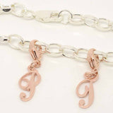 Rose Gold Italic Letter Charms with clip on clasp