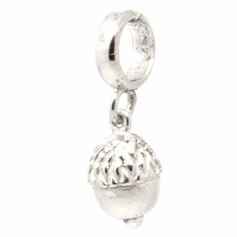 Silver Acorn Charm on carrier bead