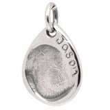 Silver Fingerprint Teardrop Charm made from moulded print
