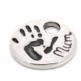 Silver Handprint Token Bead Charm fits on Leather band or Pandora bracelets