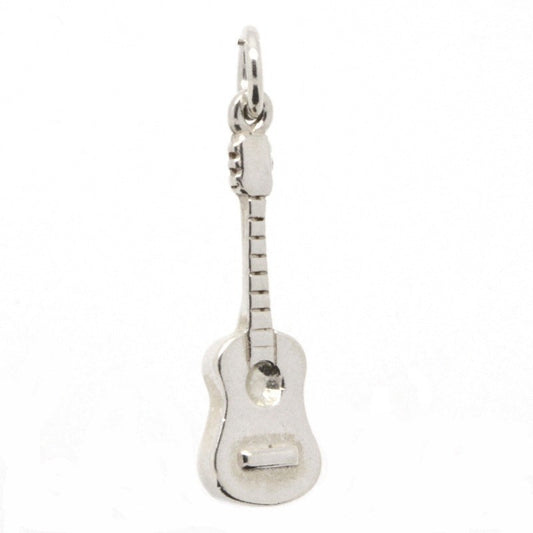 Acoustic guitar charm Silver, Clip on clasp and carrier bead